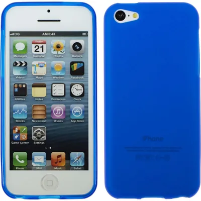 Produktbild von PhoneNatic Case kompatibel mit Apple iPhone 5c - blau Silikon Hülle matt + 2 Schutzfolien