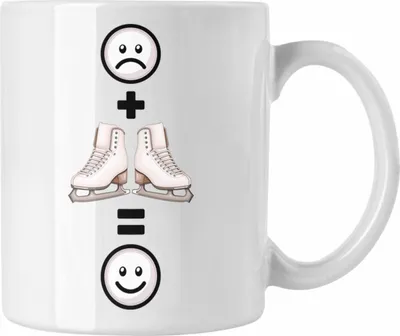 Produktbild von Trendation - Eiskunstlauf Tasse Geschenk für Eiskunstläuferin  :( + Eiskunstlauf = :) Lustige Geschenkidee Geburtstag (Weiß)