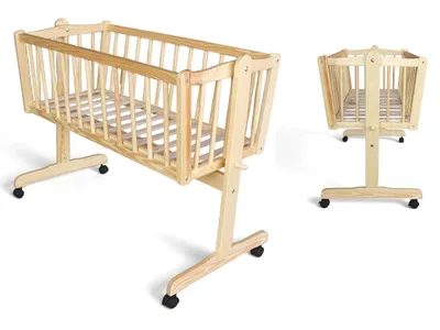 Produktbild von Wiege - Stubenwagen - Babywiege mit Feststellfunktion Kiefer massiv