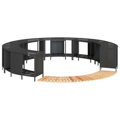 Produktbild von Whirlpool-Umrandung Schwarz Poly-Rattan und Massivholz Akazie