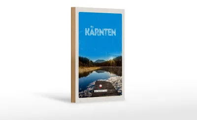 Produktbild von Holzschild Reise 12x18 cm Kärnten See Österreich Sonnenaufgang