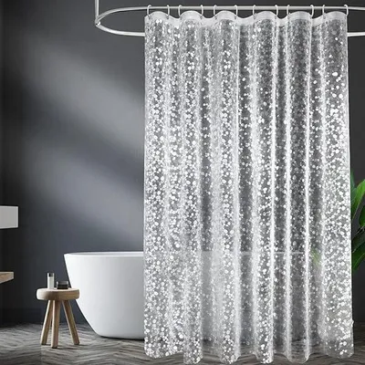 Produktbild von Duschvorhang 180x200 Mit Magneten, 3D Kieselstein-Muster, Für Badewanne