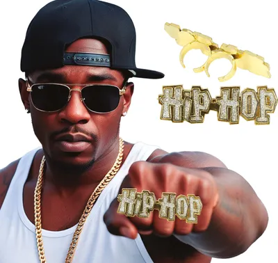 Image de Cultures du monde Hip Hop Style Carnaval Paillettes Accessoire Bijoux tendance Festival Look Urbain Bague, couleur : or