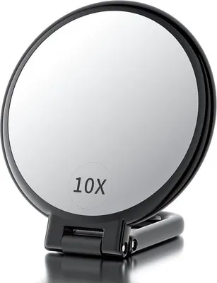 Produktbild von Handspiegel mit Griff – beidseitig – 10-fache/1-fache Vergrößerung – ideal für Make-up-Anwendungen
