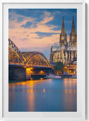 Produktbild von Ansicht des Rathauses– Wandbild mit Rahmen – Gerahmtes Bild  – Wanddekoration – 70x100 cm –  Weiß Rahmen