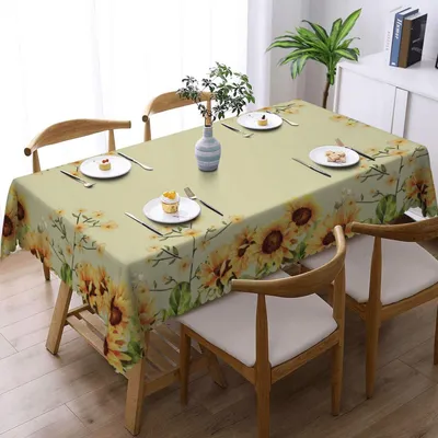 Productafbeelding van Tafelkleed, afwasbaar, rechthoekig, 110x140 cm, zonnebloemprint, geschikt voor tuintafels, vlekbestendig, waterdicht