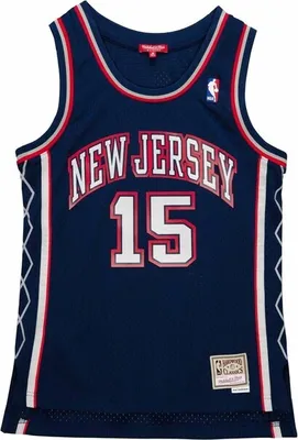 Imagen del producto de Camiseta de baloncesto Mitchell & Ness, New Jersey Nets, número 15, modelo Swingman, color azul marino - Talla M