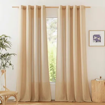 Produktbild von Vorhänge Leinenoptik Halbtransparent Landhausstil H245 x B140 cm 2er Pack