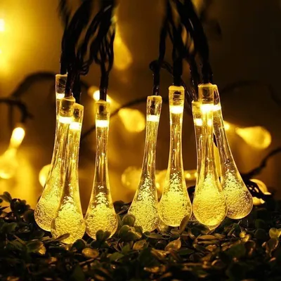 Solárna svetelná reťaz Vonkajšie 5,8M LED svetlo 20 LED IP44 Teplá biela solárna svetelná reťaz Strana Svadba Záhrada Deco Solárne napájanie Drop Terasa Balkón