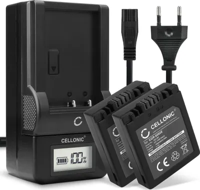Immagine prodotto di CELLONIC 2x Batteria per Fotocamera Compatibile con Panasonic Lumix DMC-FZ20, Lumix DMC-FZ5, Lumix DMC-FZ1, CGA-S002 – (700mAh, 7.4V) + Caricabatteria