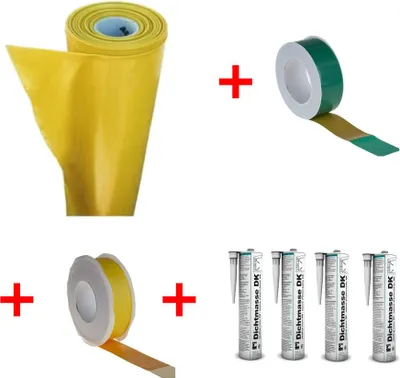 Produktbild von Dampfsperrsystem PE125 Dampfsperrfolie gelb 4x25m + 100m² Dichtmaterial