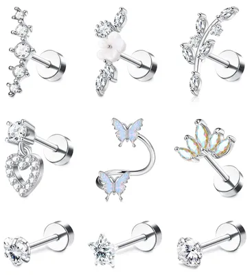 Produktbild von Cosensi - Dailygoods - Dailygoody - Helix-Ohrringe - Ohrring-Set - Chirurgischer Stahl - Multifunktionale Ohrringe - Modische Designs - Geeignet für Damen - Vielfältige Designs