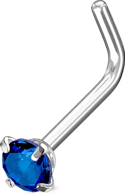 Produktbild von Nasenpiercing Stecker Nasenstecker Stift Nasen Piercing gebogen Zirkonia Kristall L-Form silber-blau 0,8 mm