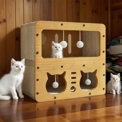 Produktbild von Katzen Kratzbrett Wellpappe Doppelschichtig Katzenhaus Nest Haustier Spielzeug Selbstbeschäftigung Kratzpappe