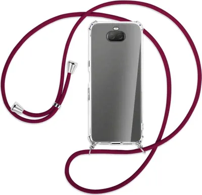 Produktbild von Handykette Backcover-Schutzhülle mit Band (Metall silberfarben) für Sony Xperia 10 Plus - dunkelrot