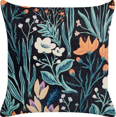 Produktbild von BELIANI Dekokissen Schwarz / Grün Samt und Baumwolle 45 x 45 cm Bezug mit Füllung Reißverschluss Blumenmuster Modern Wohnzimmer Schlafzimmer Deko