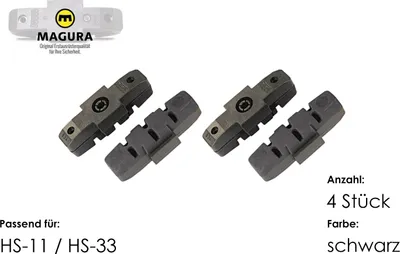 Produktbild von 4 x MAGURA Bremsgummi schwarz hydraulische Felgenbremse HS-11 HS-33 original