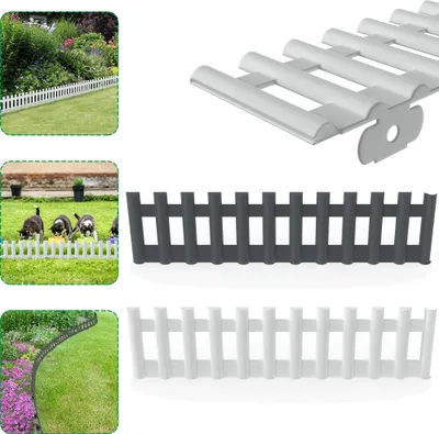 Image de LZQ 12 pièces Anthracite Bordure de jardin, 5,16m, Bordure paysagère de jardin, Bordure paysagère aspect bois, Bordure de gazon pour pelouse, jardin de fleurs, extérieur, terrasse, chemin
