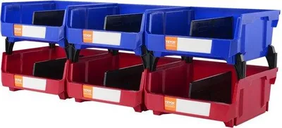 Produktbild von Famanu Aufbewahrungsboxen Set aus 6 Stapelboxen - Blau/Rot