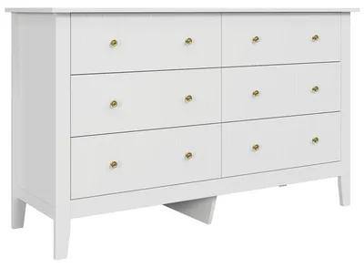 Zdjęcie produktu dla Komoda – komoda z 6 szufladami – nowoczesna, minimalistyczna komoda drewniana – miejsce do przechowywania do sypialni, salonu i przedpokoju – 133 x 45 x 79,5 cm