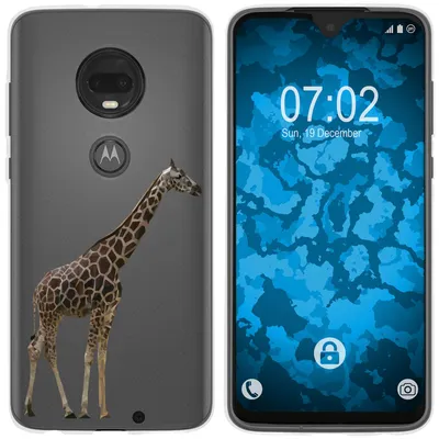 Produktbild von PhoneNatic Case kompatibel mit Motorola Moto G7 Plus Silikon-Hülle Vektor Tiere Giraffe M8