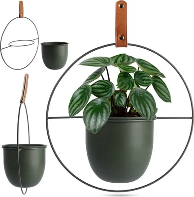 Produktbild von Hängepflanztopf Übertopf Blumenampel Hängetopf aus Metall grün 30x30 cm