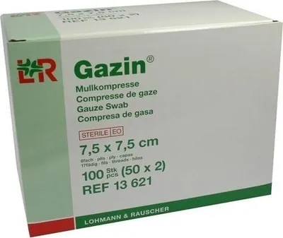 Obrázok produktu pre Lohmann Rauscher Gazin gázový kompres sterilný 8-vrstvový 17 nití 50 x 2 kusy 7,5 x 7,5 cm