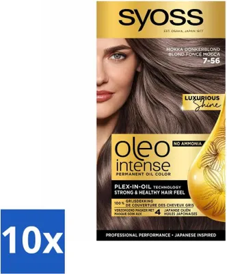 Immagine prodotto di SYOSS - Oleo Intense 7-56 Biondo Scuro Moka - Colore per capelli - Senza ammoniaca - Copertura grigia - Colore a lunga durata - Confezione risparmio - 10 pezzi
