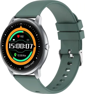 Productafbeelding van ZELURXX Smartwatch, 1,28 inch, zilveren wijzerplaat, sportband, Bluetooth-gesprekken, diverse sportmodi, aanpasbare wijzerplaten, groen