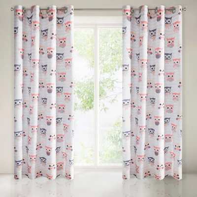 Obrázek produktu pro Dìtská opona Eurofirany Owlen White / Rosa 140 cm x 250 cm