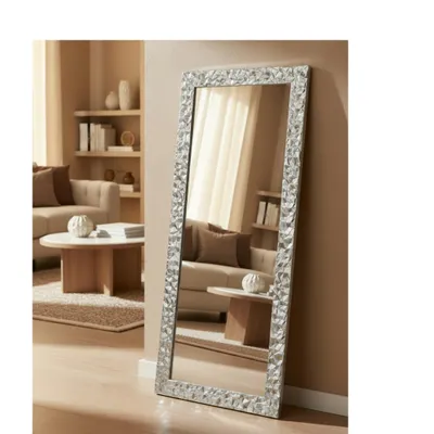 Image de MO.WA miroir miroir mural grand miroir corps entier 77x177 argent miroir à poser feuille d'argent cadre en bois miroir suspendu miroir d'entrée