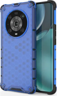 Produktbild von Mobigear Honeycomb  HONOR Magic 4 Pro Hülle Hardcase Backcover Stoßfest - Blau