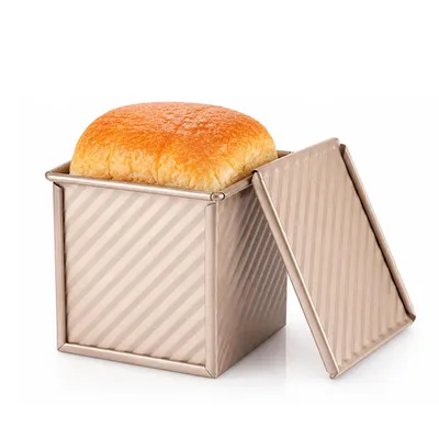 Obrázek produktu pro CANDeal Pro 250g těsta na toastový chléb Pečící pánev Pečivo na pečení dortů Pečící forma s víkem (zlatá čtvercová vlna)