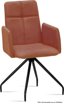 Produktbild von Armlehnstuhl (6er-Set) Devaki 52x92x60 Schwarz/Cognac