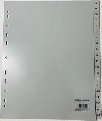 Obrázek produktu pro Soennecken Register 2131 DIN A4 A-Z volle Höhe Überbreite PP grau