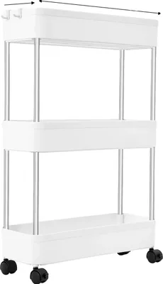 Image de Chariot, conception à 3 étages, mobile avec roulettes, blanc