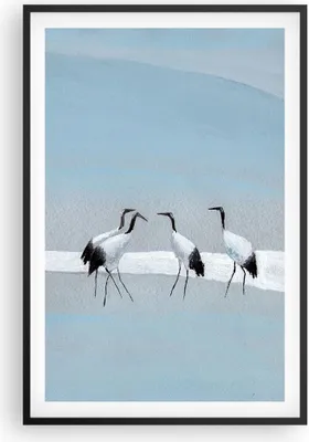 Produktbild von Gerahmtes Poster - Schwarzer Rahmen - Vögel Kraniche Natur - 61x91,5 cm - Wand Bild - Wanddeko - Wandbilder - Kunstposter - Wandposter - Bilderrahmen - Bilder - Kunstdruck - P2BPA61x91-4921