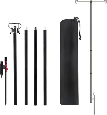 Produktbild von Klappbarer Lampenmast aus Aluminiumlegierung, verstellbare Laternenhalterstange fuer Camping, Wandern, Angeln, Rucksackreisen