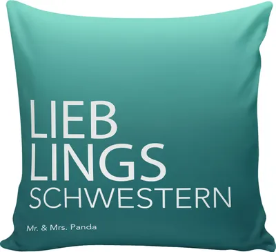 Produktbild von Mr. & Mrs. Panda Kissen 40x40 Schwestern - Aquarellblau - Geschenk, Sister, Zierkissen, Kleinigkeit, Geschenkidee, bedruckt, Dekokissen, Spruch, Kinder, Deko, Sofakissen