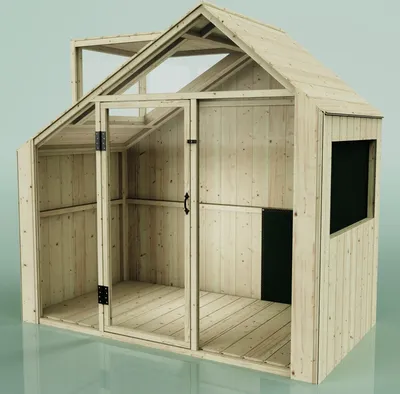Produktbild von OutdoorToys Spielhaus aus Massiv-Holz mit Acryl-Glas, Outdoor Kinderspielhaus Garten
