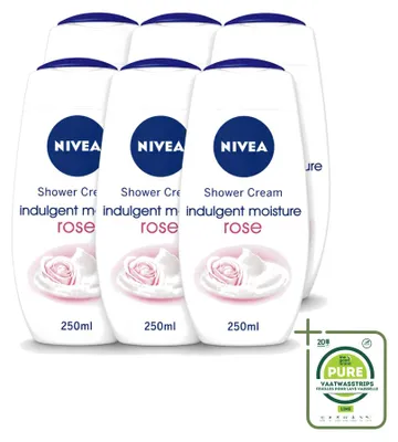 Image de 6 x Crème douche hydratante NIVEA Rose - 250 ml - Pack économique - 6 pièces