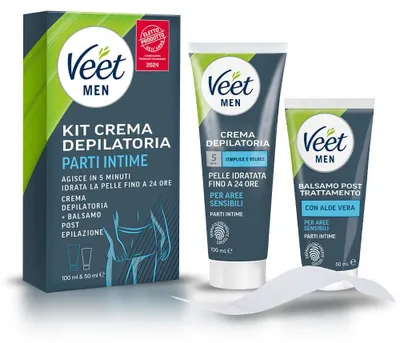 Zdjęcie produktu dla Zestaw Veet dla mężczyzn do usuwania włosów, przeznaczony dla skóry wrażliwej, krem do depilacji dla mężczyzn