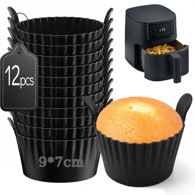 Produktbild von Silikon Muffinförmchen, 12 Stück, antihaftbeschichtet, BPA-frei, für Heißluftfritteuse