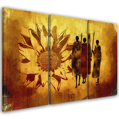 Produktbild von Triptychon auf leinwand abstraktionen - braun 60x40 cm Feeby braun wandbild bereit zum aufhängen