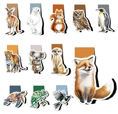 Productafbeelding van Magnetische Lesezeichen voor Kinderen - 12 Dierenontwerpen