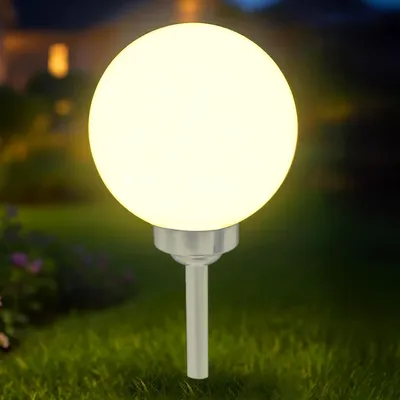Produktbild von Solarlampe Kugel warm weiß mit Erdspieß - Ø 15 cm - Garten Leuchte mit Balkon Halterung