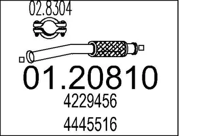 Produktbild von MTS Abgasrohr Auspuffrohr für SAAB 9-3 Cabriolet (YS3D) Vorne 01.20810