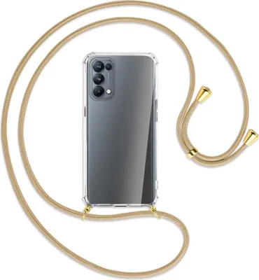 Produktbild von Handykette Backcover-Schutzhülle mit Band (Metall goldfarben) für Oppo Reno5 Pro 5G - caramel