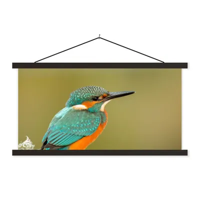 Produktbild von MuchoWow® Textilposter Eisvogel - Tiere - Vogel 90x45 cm mit schwarzem Rahmen - Klemmleisten