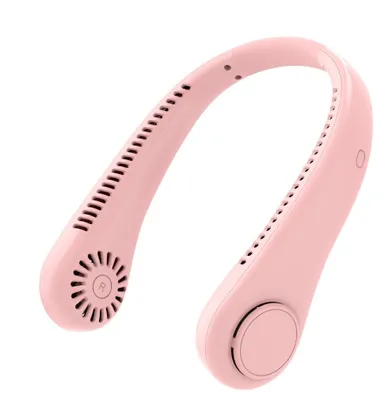 Produktbild von Tragbarer Nackenventilator, Halsventilator, Flexibles Silikon, 360° biegbar, Blattloser Ventilator, 3 Geschwindigkeit, Geräuscharm, Rosa